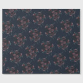 Dark Navy Blue Floral Elegant Wedding Maroon Mauve Geschenkpapier (Flach)