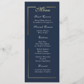 Dark Navy Blue Gold Frame White Script Menu Choice Programm (Vorderseite)