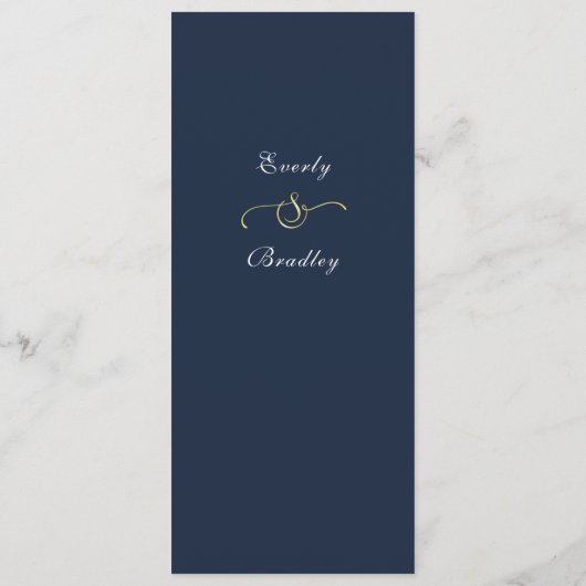 Dark Navy Blue Gold Frame White Script Menu Choice Programm (Rückseite)
