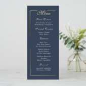 Dark Navy Blue Gold Frame White Script Menu Choice Programm (Stehend Vorderseite)