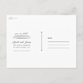 Dark Navy Blue Gold Rustic Glam Boho Save the Date Ankündigungspostkarte (Rückseite)