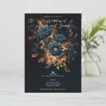 Dark Navy Blue & Gold Rustic Glam Boho Wedding