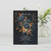 Dark Navy Blue & Gold Rustic Glam Boho Wedding Einladung (Stehend Vorderseite)