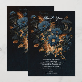 Dark Navy Blue & Gold Rustic Glam Boho Wedding Einladung