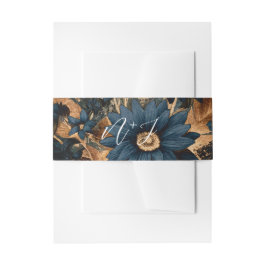 Dark Navy Blue & Gold Rustic Glam Boho Wedding Einladungsbanderole