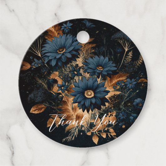 Dark Navy Blue & Gold Rustic Glam Boho Wedding Geschenkanhänger (Vorderseite)