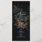 Dark Navy Blue Gold Rustic Glam Boho Wedding Menu Menükarte (Vorderseite)