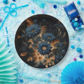 Dark Navy Blue & Gold Rustic Glam Boho Wedding Pappteller (Party)