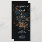 Dark Navy Blue & Gold Rustic Glam Boho Wedding Programm (Vorne/Hinten)