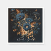 Dark Navy Blue & Gold Rustic Glam Boho Wedding Serviette (Vorderseite)