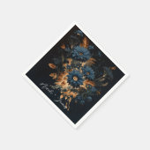Dark Navy Blue & Gold Rustic Glam Boho Wedding Serviette (Ecke)