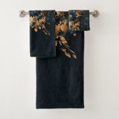 Dark Navy Blue & Gold Rustikaler Blumenglam Boho Badhandtuch Set (Insitu)