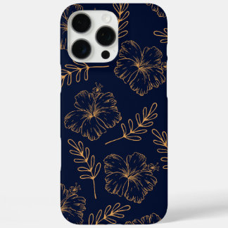 Dark Navy Blue Iphone Gehäuse | Elegantes Blumende 16 Pro Max Hülle