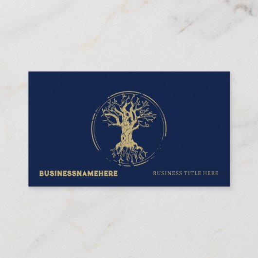 Dark Navy Blue Life Tree Visitenkarte (Vorderseite)