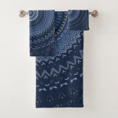 Dark Navy Blue Mandala Badhandtuch Set (Insitu)
