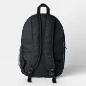 Dark Navy Blue Modern Geometric Patterns Name Bedruckter Rucksack (Rückseite)