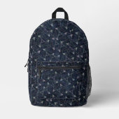 Dark Navy Blue Modern Geometric Patterns Name Bedruckter Rucksack (Vorderseite)
