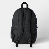 Dark Navy Blue Modern Geometric Patterns Name Bedruckter Rucksack (Rückseite)