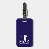 Dark Navy Blue Monogram Golfer Gepäckanhänger (Vorderseite vertikal)