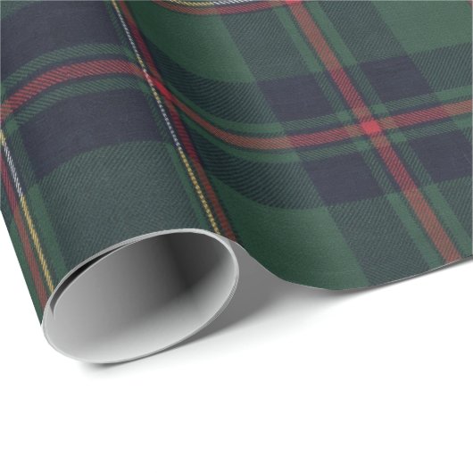 Dark Navy Blue Red Green Plaid Pattern Holiday Geschenkpapier (Rolleneckpunkt)