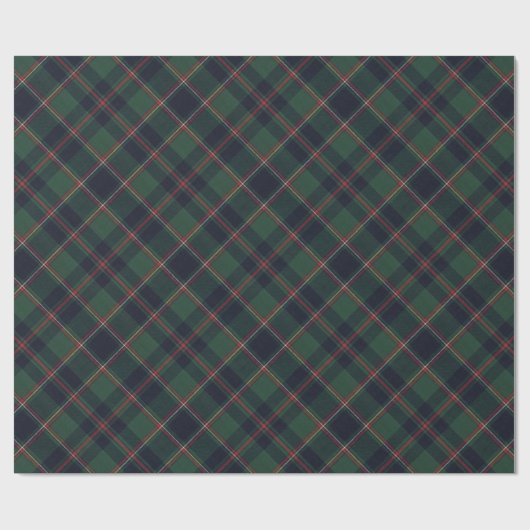 Dark Navy Blue Red Green Plaid Pattern Holiday Geschenkpapier (Flach)
