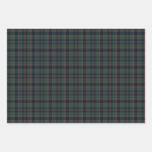Dark Navy Blue Red Green Plaid Pattern Holiday Geschenkpapier Set (Vorderseite 3)