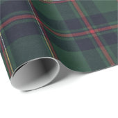 Dark Navy Blue Red Green Plaid Wrapping Paper Geschenkpapier (Rolleneckpunkt)