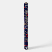 Dark Navy Blue White Paisley individuell einstellb iPhone Hülle (Linke Seite)