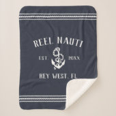 Dark Navy Blue & White Rustic Anchor Boat Name Sherpadecke (Vorderseite)