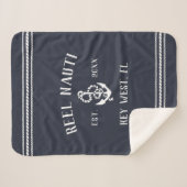 Dark Navy Blue & White Rustic Anchor Boat Name Sherpadecke (Vorderseite (Horizontal))