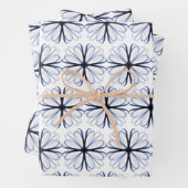 Dark Navy Blume Design anpassbarer Hintergrund Geschenkpapier Set (Beispiel)