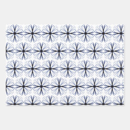 Dark Navy Blume Design anpassbarer Hintergrund Geschenkpapier Set
