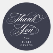 Dark Navy Eleganter Script-Abschluss Vielen Dank Runder Aufkleber (Vorderseite)