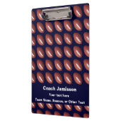 Dark Navy Football Pattern, Thank You Coach, Klemmbrett (Links)