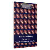 Dark Navy Football Pattern, Thank You Coach, Klemmbrett (Rechts)