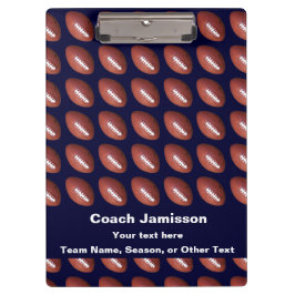 Dark Navy Football Pattern, Thank You Coach, Klemmbrett
