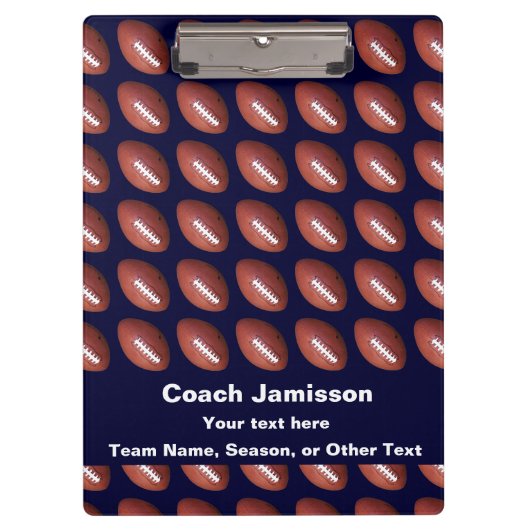 Dark Navy Football Pattern, Thank You Coach, Klemmbrett (Vorderseite)