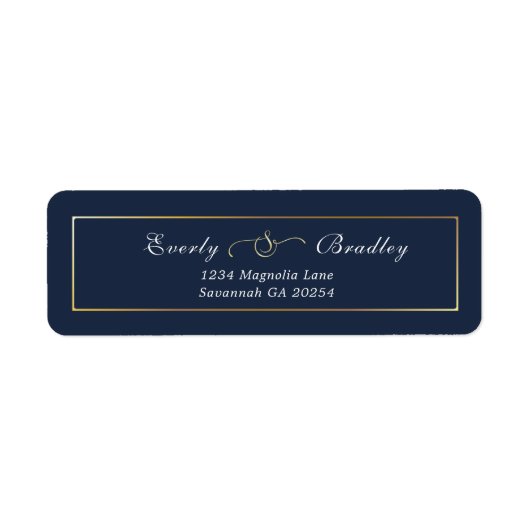 Dark Navy Gold Frame Elegant Return Address (Vorne)