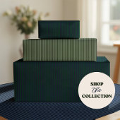 Dark Navy & Green Striped Geschenkpapier