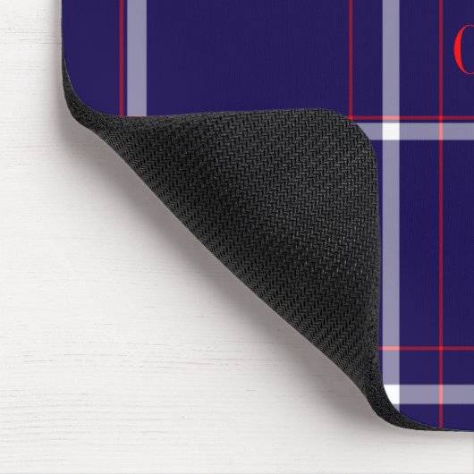 Dark Navy Kariert Red White Mit Monogramm Mouse Pa Mousepad (Ecke)