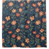 Dark Navy Simple Meadow Duschvorhang (Vorderseite)