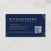 Dark Navy Skull Tattoo Piercing Studio QR Code Visitenkarte (Rückseite)