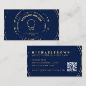 Dark Navy Skull Tattoo Piercing Studio QR Code Visitenkarte (Vorne/Hinten)