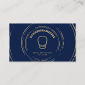 Dark Navy Skull Tattoo Piercing Studio QR Code Visitenkarte (Vorderseite)