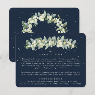 Dark Navy Snowberry+Eukalyptus Garland Richtungen Begleitkarte