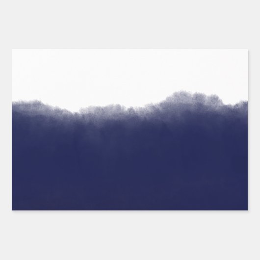 Dark Navy Watercolor Geschenkpapier Set (Vorderseite)