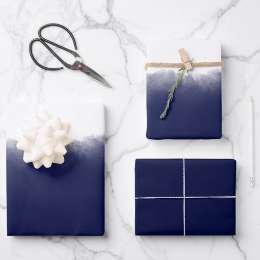 Dark Navy Watercolor Geschenkpapier Set (Vorderseite)