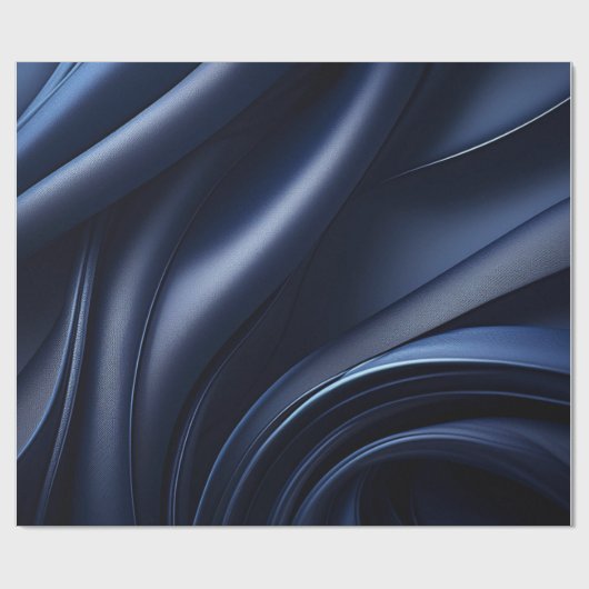 Dark Navy Wavy Muster Wrapping Papper Geschenkpapier (Flach)