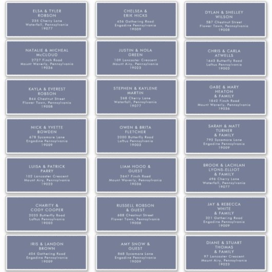 Dark Navy Wedding Guest Address Sticker (Vorderseite)