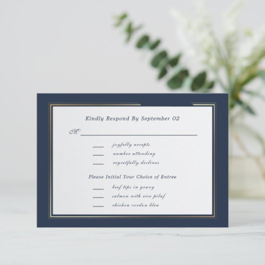 Dark Navy White Gold Script Menu Selection UAWG (Stehend Vorderseite)